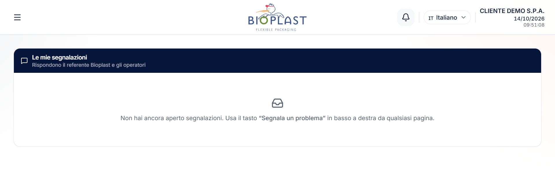 Pagina «Le mie segnalazioni»